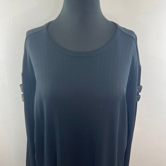 Nani Bon Black Top Stretch Crew Neck Drop Shoulder Classic Pullover Tee Size XXL - Picture 3 of 10